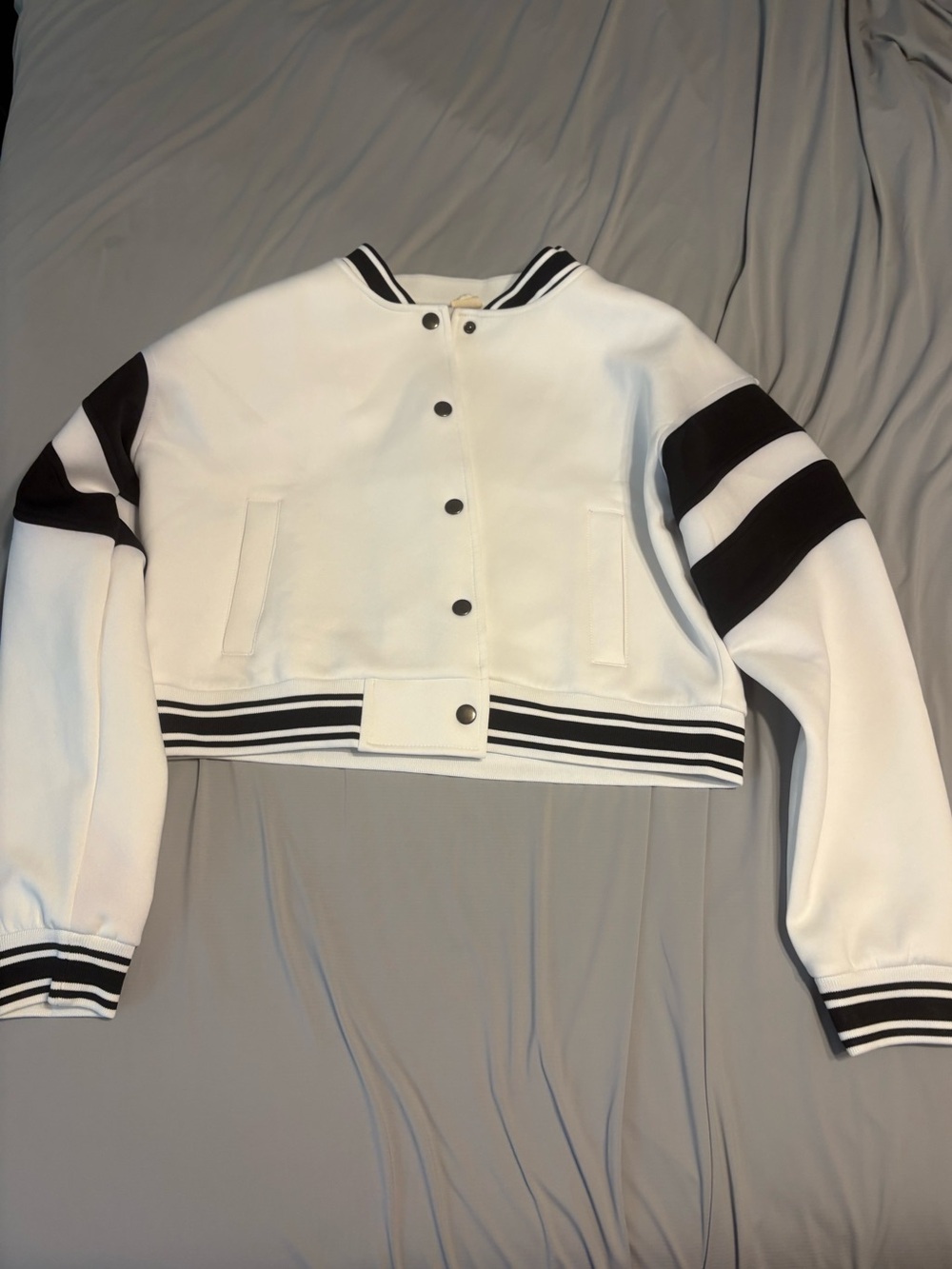 B&W Cropped Bomber Jacket